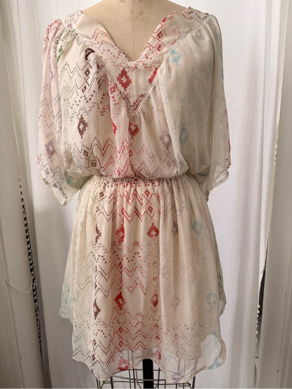 Gypsy 05, 100% Printed Silk Chiffon Dress, sz S